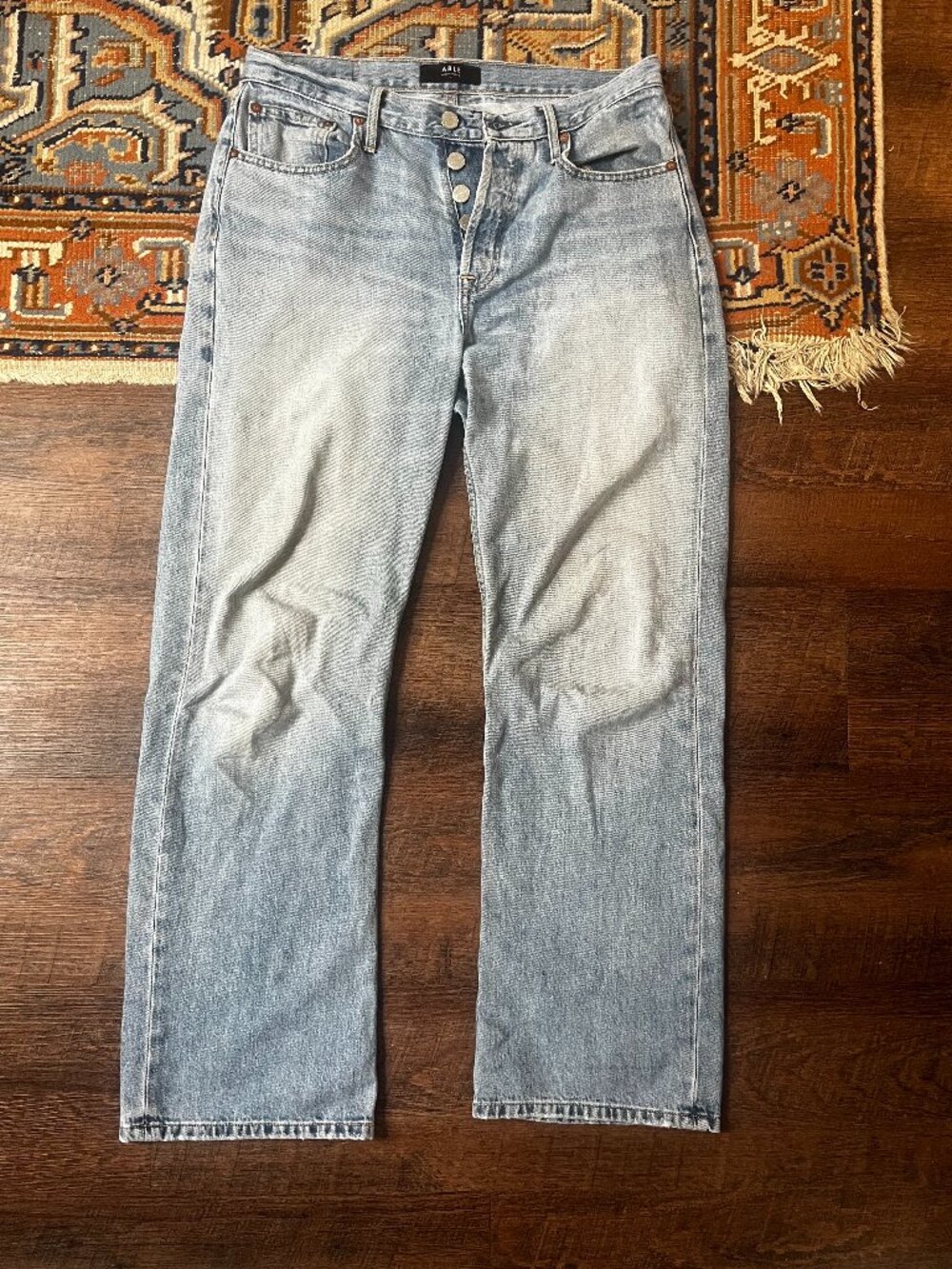 ABLE Able Boyfriend Slouchy Soft Cotton Light Wash Button Fly Jeans 27